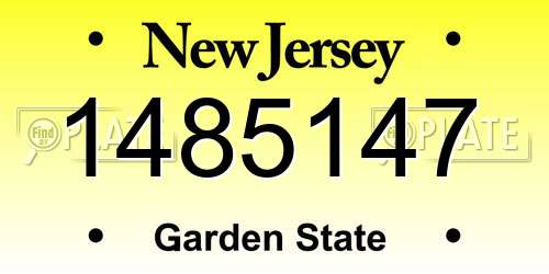 1485147 New Jersey License Plate