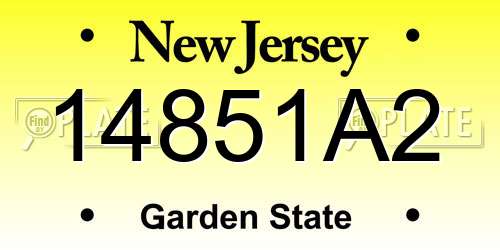 14851A2 New Jersey License Plate