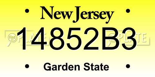 14852B3 New Jersey License Plate