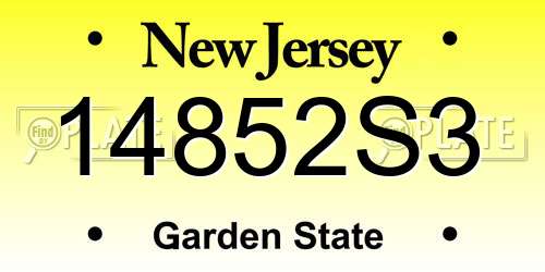 14852S3 New Jersey License Plate