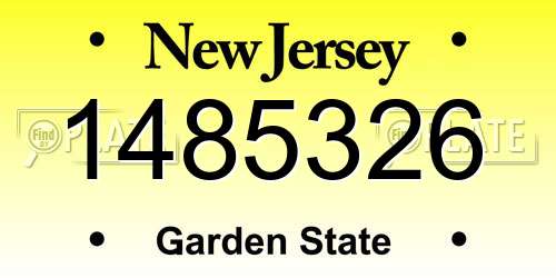 1485326 New Jersey License Plate