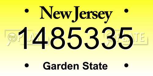 1485335 New Jersey License Plate