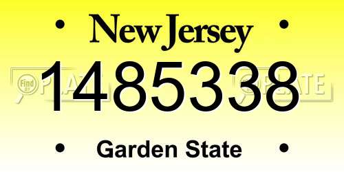 1485338 New Jersey License Plate