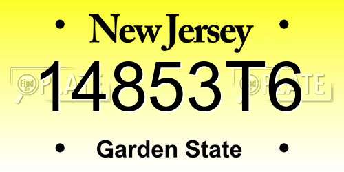 14853T6 New Jersey License Plate