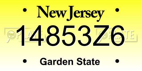 14853Z6 New Jersey License Plate