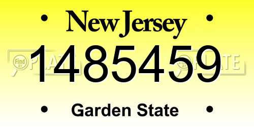 1485459 New Jersey License Plate