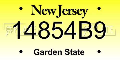 14854B9 New Jersey License Plate