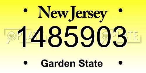 1485903 New Jersey License Plate