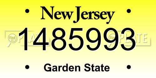 1485993 New Jersey License Plate