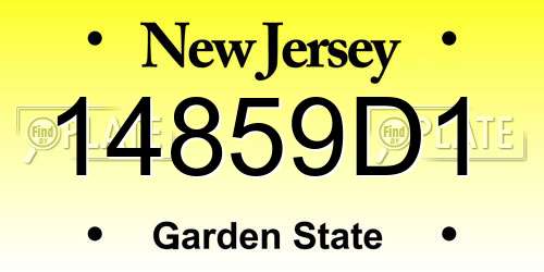 14859D1 New Jersey License Plate