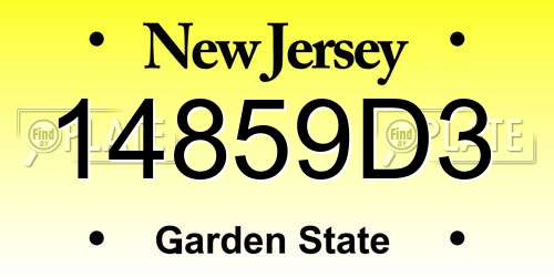 14859D3 New Jersey License Plate