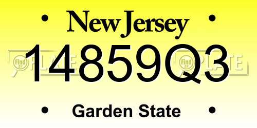 14859Q3 New Jersey License Plate