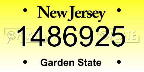 1486925 New Jersey License Plate