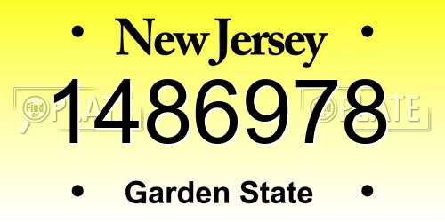 1486978 New Jersey License Plate