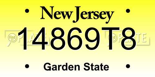 14869T8 New Jersey License Plate