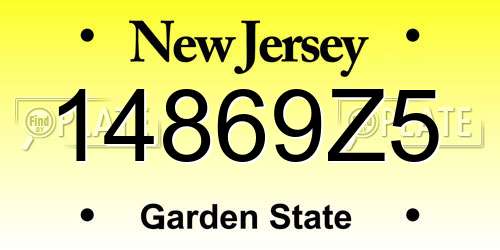 14869Z5 New Jersey License Plate
