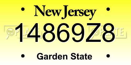 14869Z8 New Jersey License Plate