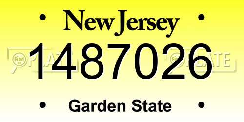 1487026 New Jersey License Plate
