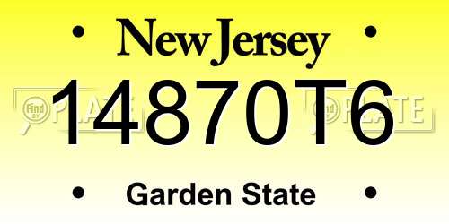 14870T6 New Jersey License Plate