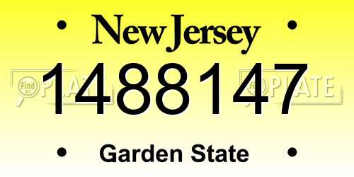 1488147 New Jersey License Plate