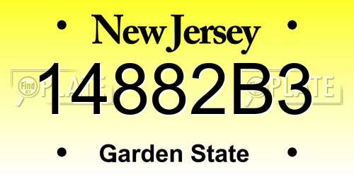 14882B3 New Jersey License Plate