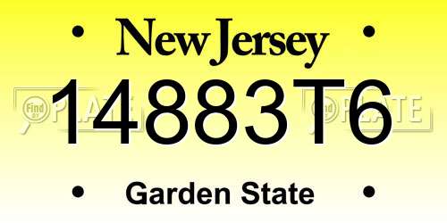 14883T6 New Jersey License Plate