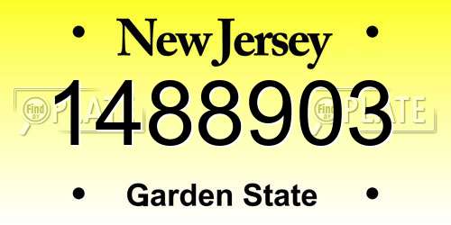 1488903 New Jersey License Plate