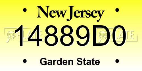 14889D0 New Jersey License Plate