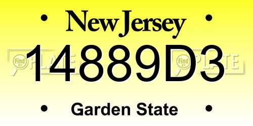 14889D3 New Jersey License Plate
