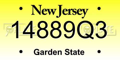 14889Q3 New Jersey License Plate