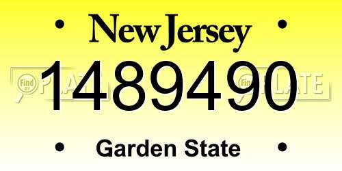 1489490 New Jersey License Plate