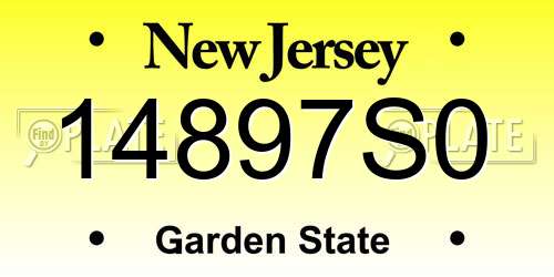 14897S0 New Jersey License Plate