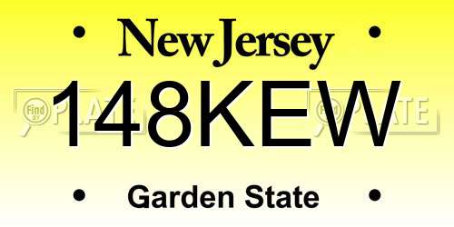 148KEW New Jersey License Plate