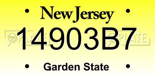 14903B7 New Jersey License Plate