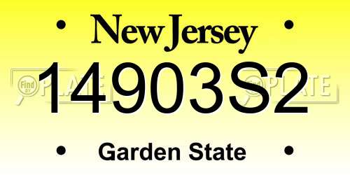 14903S2 New Jersey License Plate
