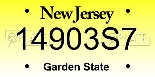 14903S7 New Jersey License Plate