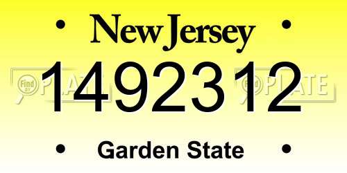 1492312 New Jersey License Plate