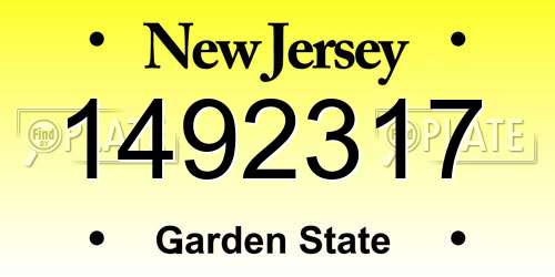 1492317 New Jersey License Plate