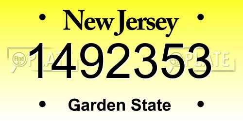1492353 New Jersey License Plate