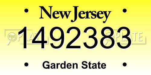 1492383 New Jersey License Plate