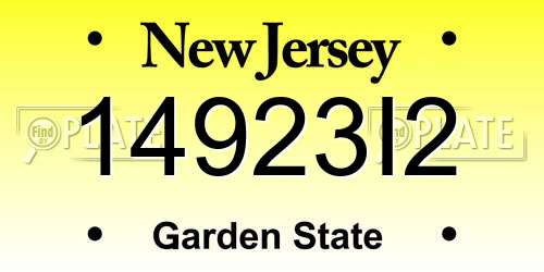 14923I2 New Jersey License Plate