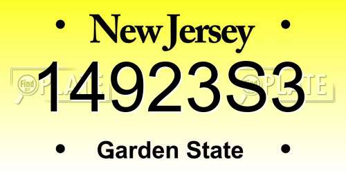 14923S3 New Jersey License Plate