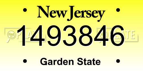 1493846 New Jersey License Plate