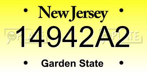14942A2 New Jersey License Plate