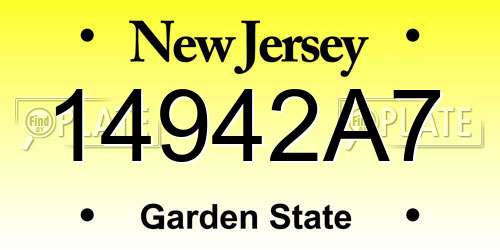 14942A7 New Jersey License Plate
