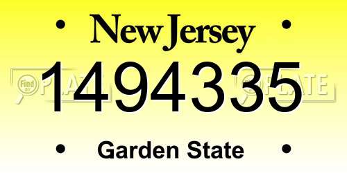1494335 New Jersey License Plate