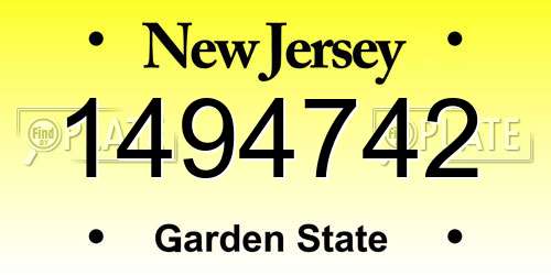 1494742 New Jersey License Plate