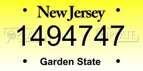 1494747 New Jersey License Plate