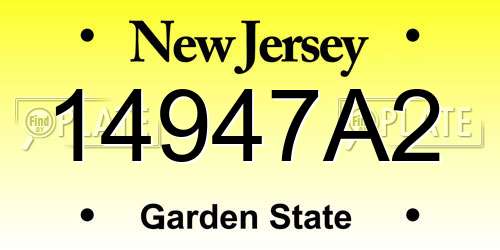 14947A2 New Jersey License Plate