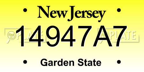 14947A7 New Jersey License Plate
